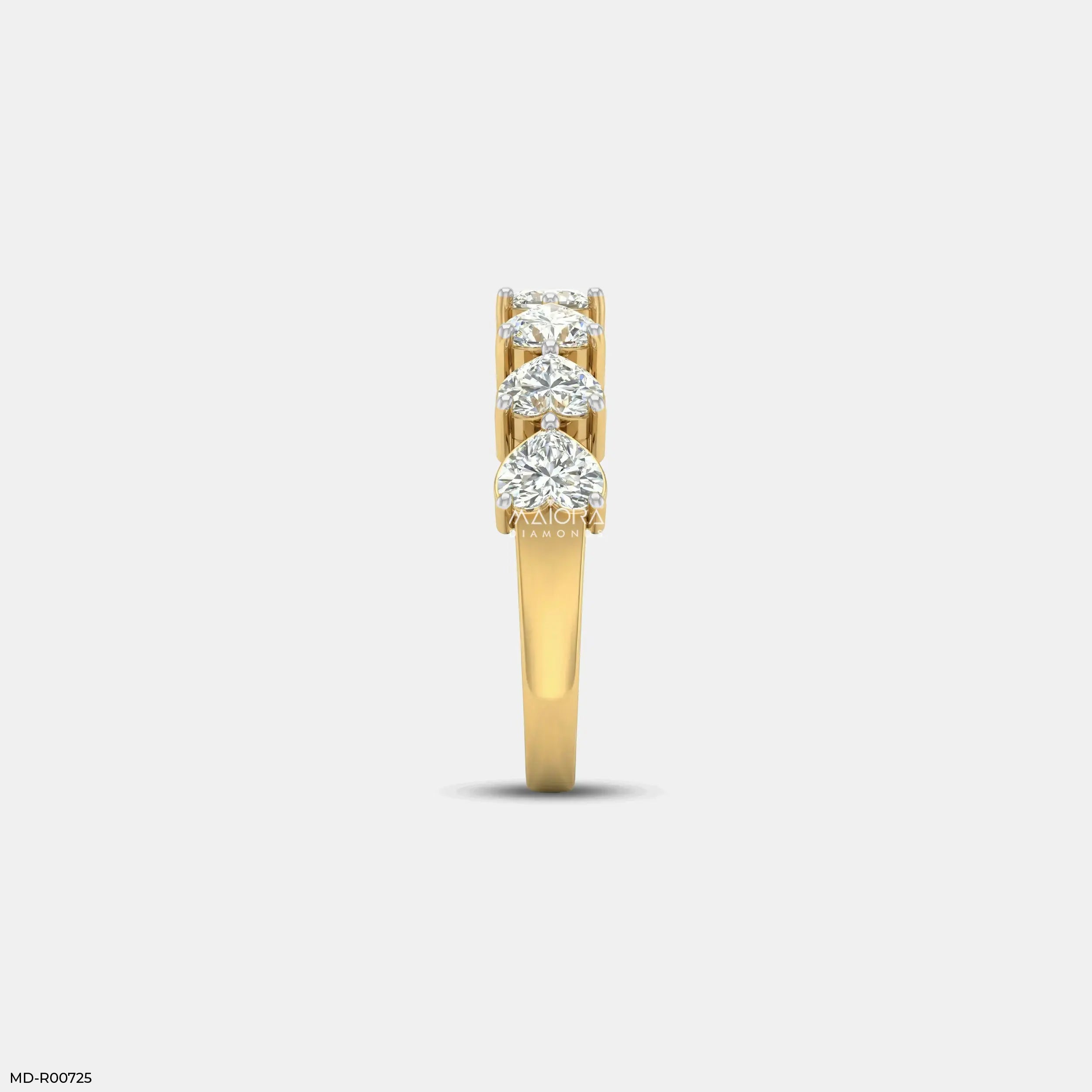 Promise Heart Link Diamond Ring 9K Yellow Gold