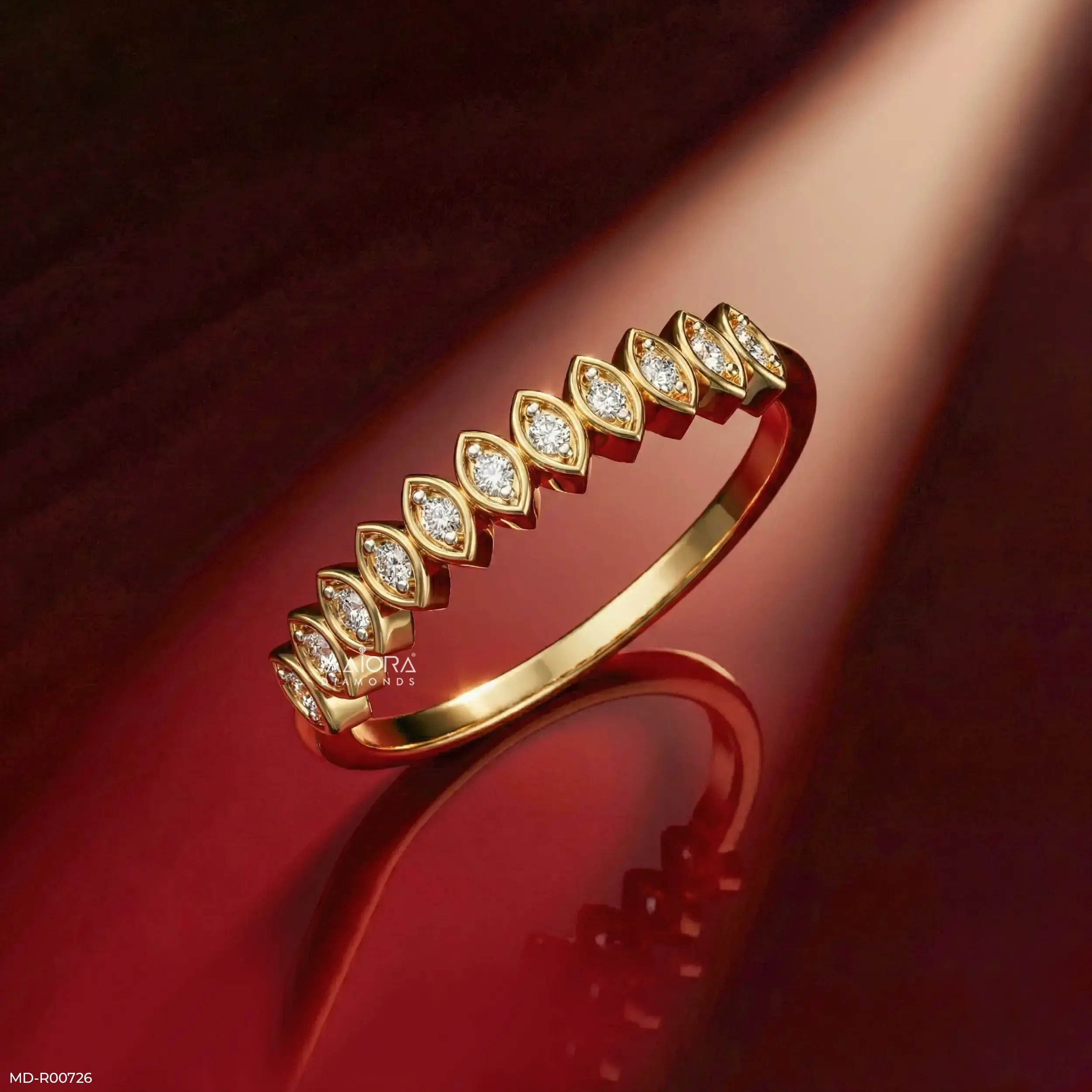Marquise Frame Diamond Band Ring 9K White Gold