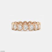 Bezel Heart Row Diamond Ring  18K Rose Gold