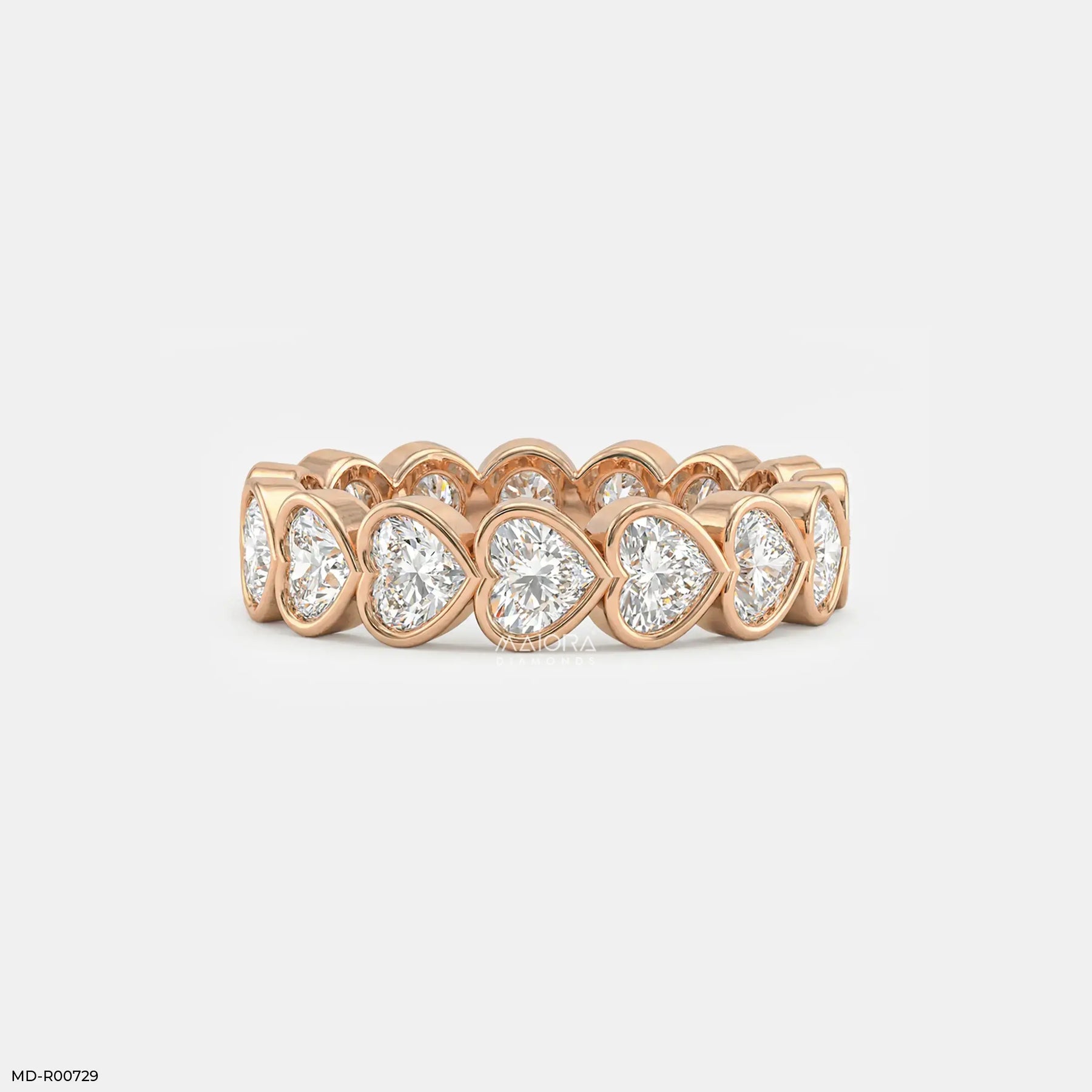 Bezel Heart Row Diamond Ring  Platinum 950