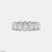 Bezel Heart Row Diamond Ring  18K White Gold