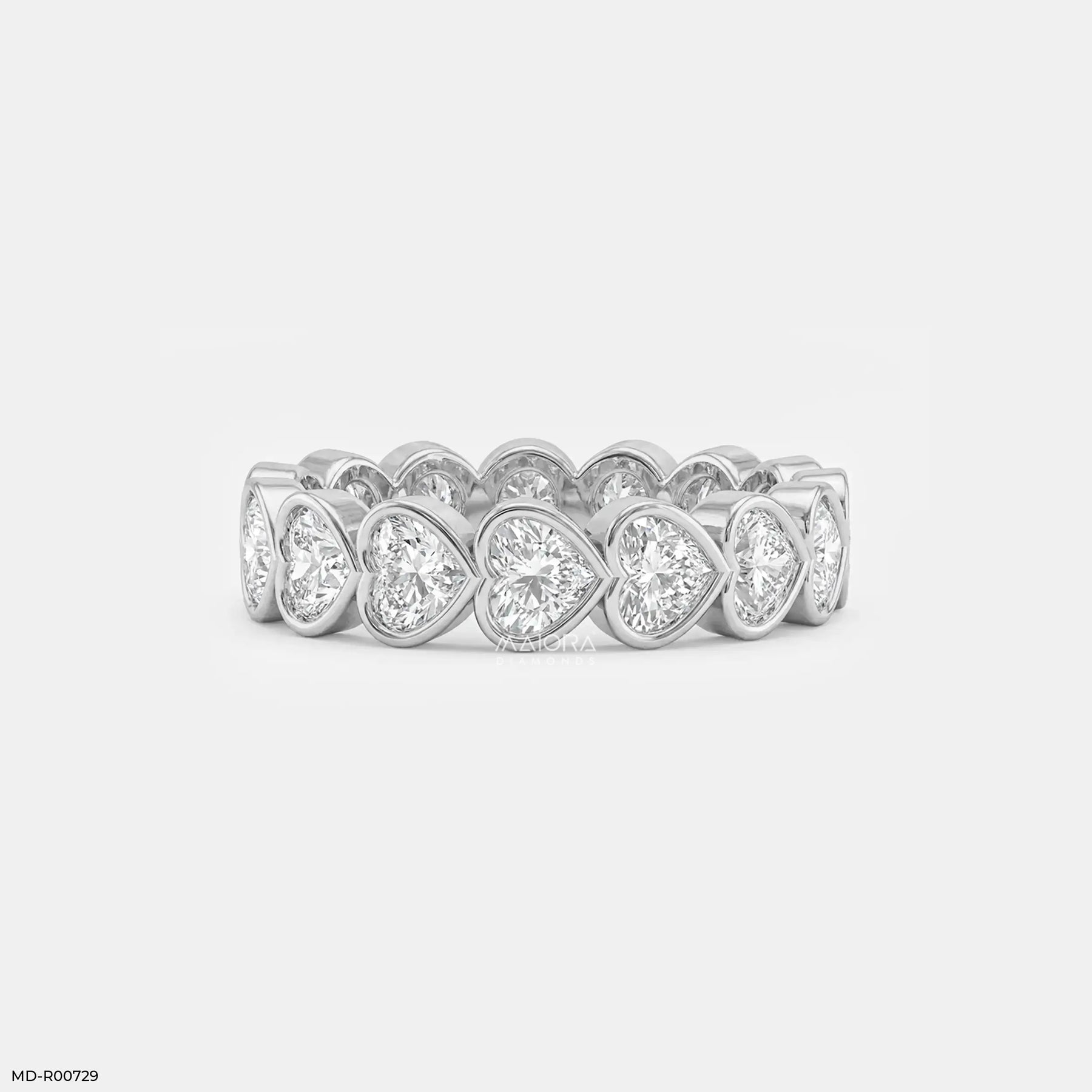 Bezel Heart Row Diamond Ring  Platinum 950