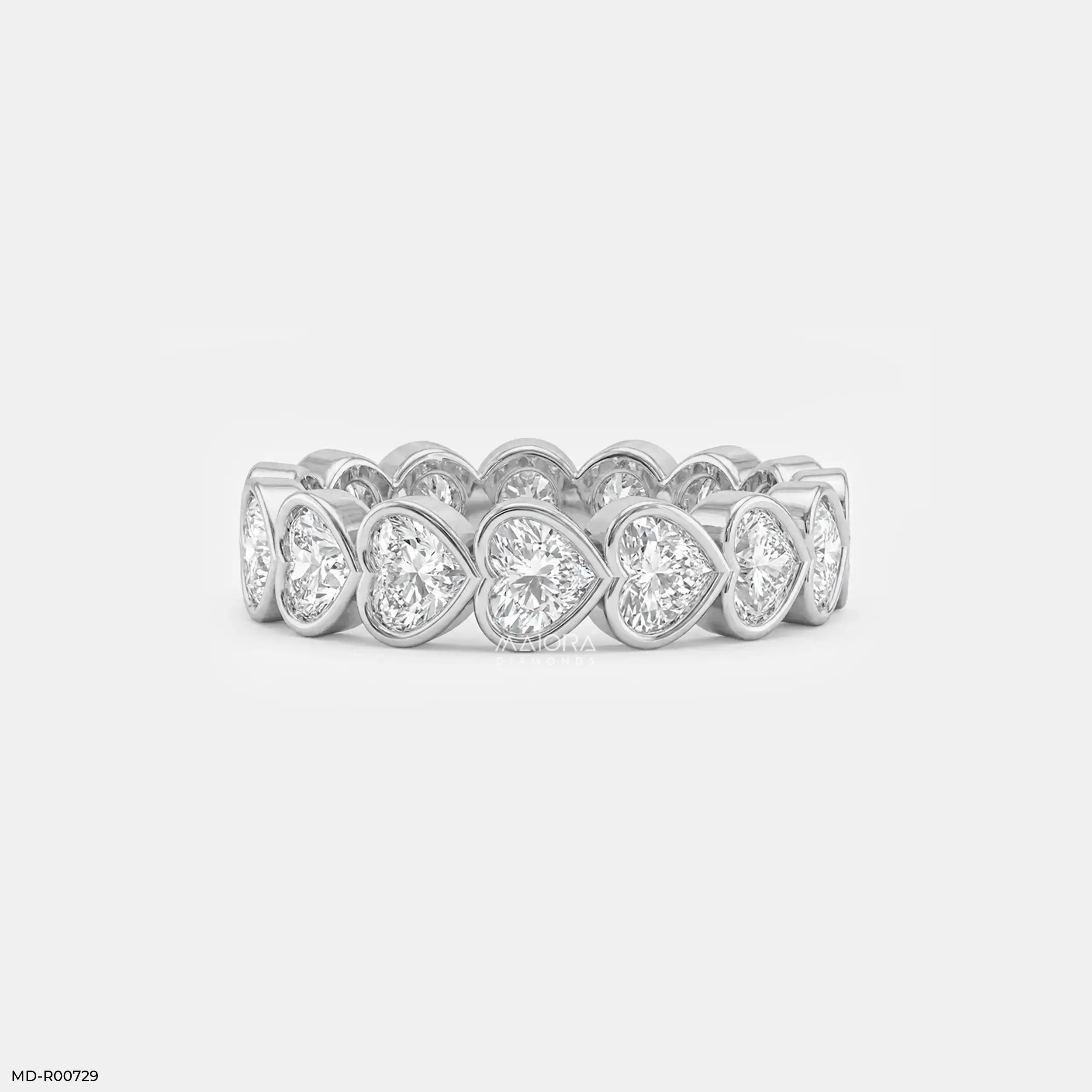 Bezel Heart Row Diamond Ring