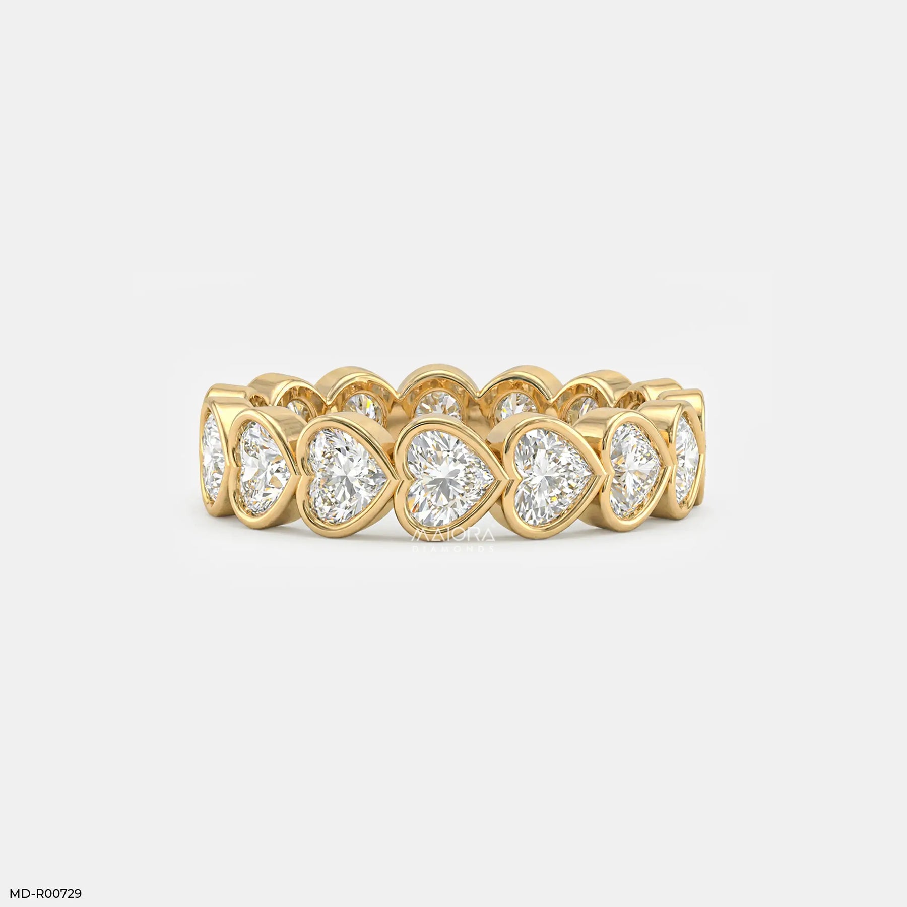 Bezel Heart Row Diamond Ring  Platinum 950