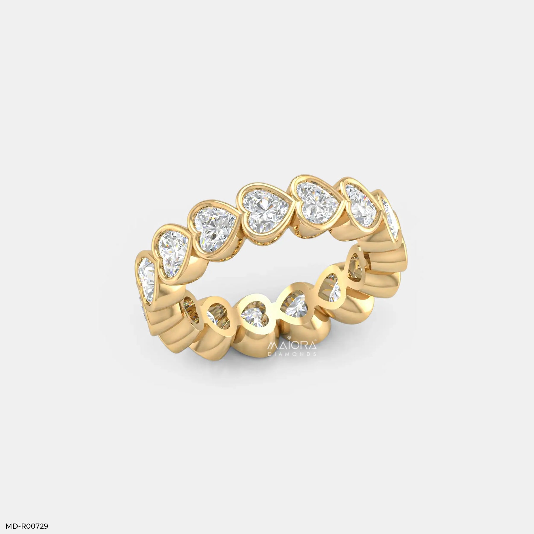 Bezel Heart Row Diamond Ring  Platinum 950