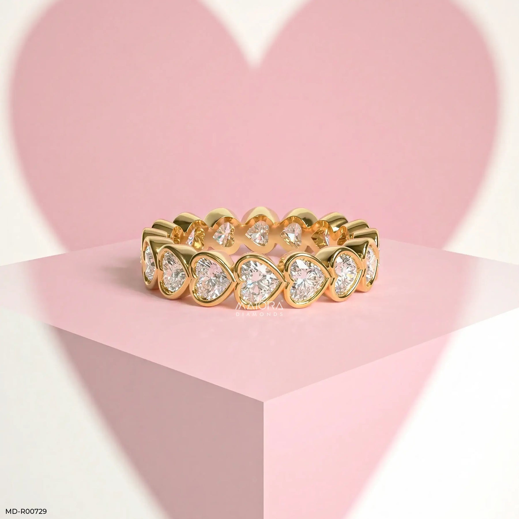 Bezel Heart Row Diamond Ring  Platinum 950