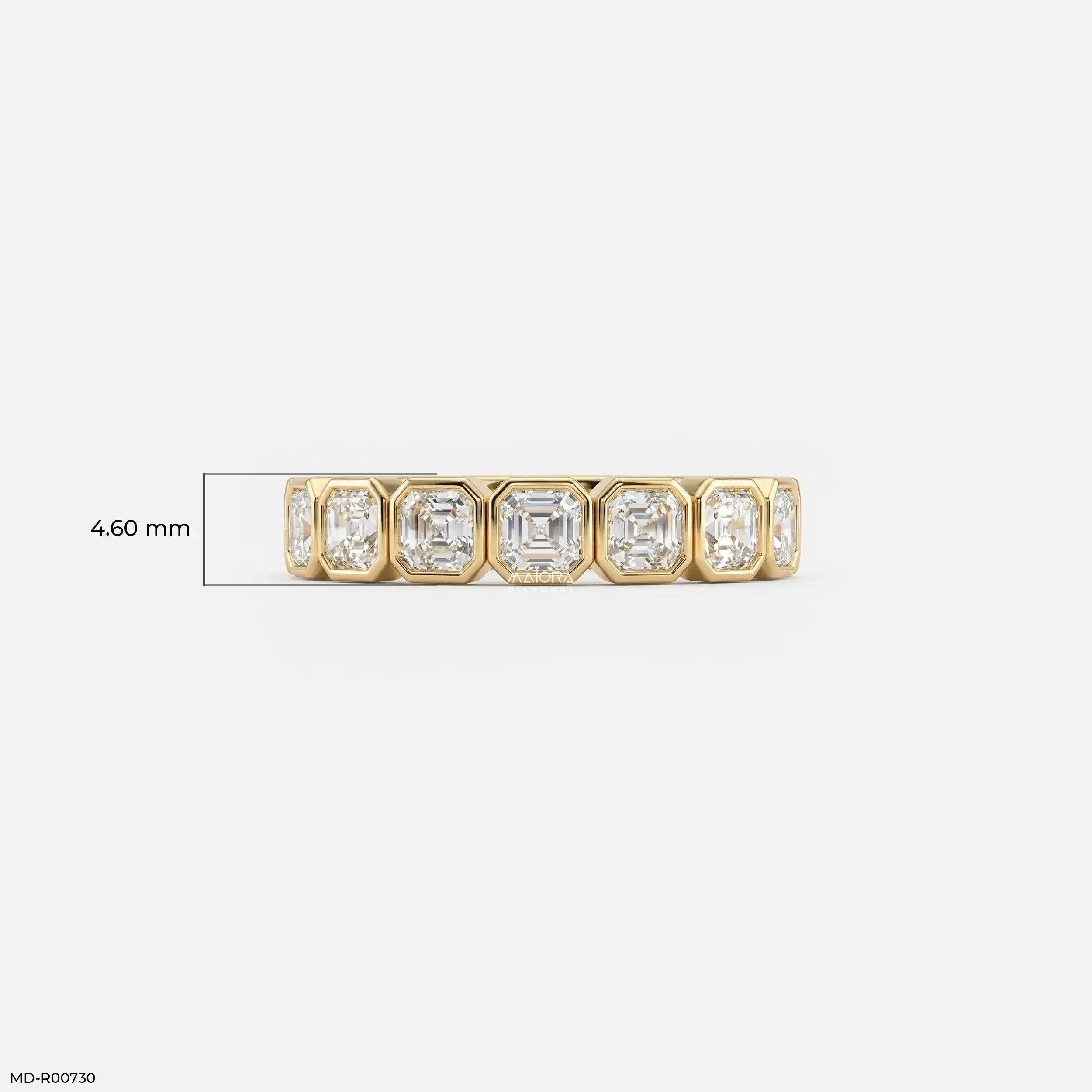 Regent Asscher Diamond Eternity Ring 9K Yellow Gold