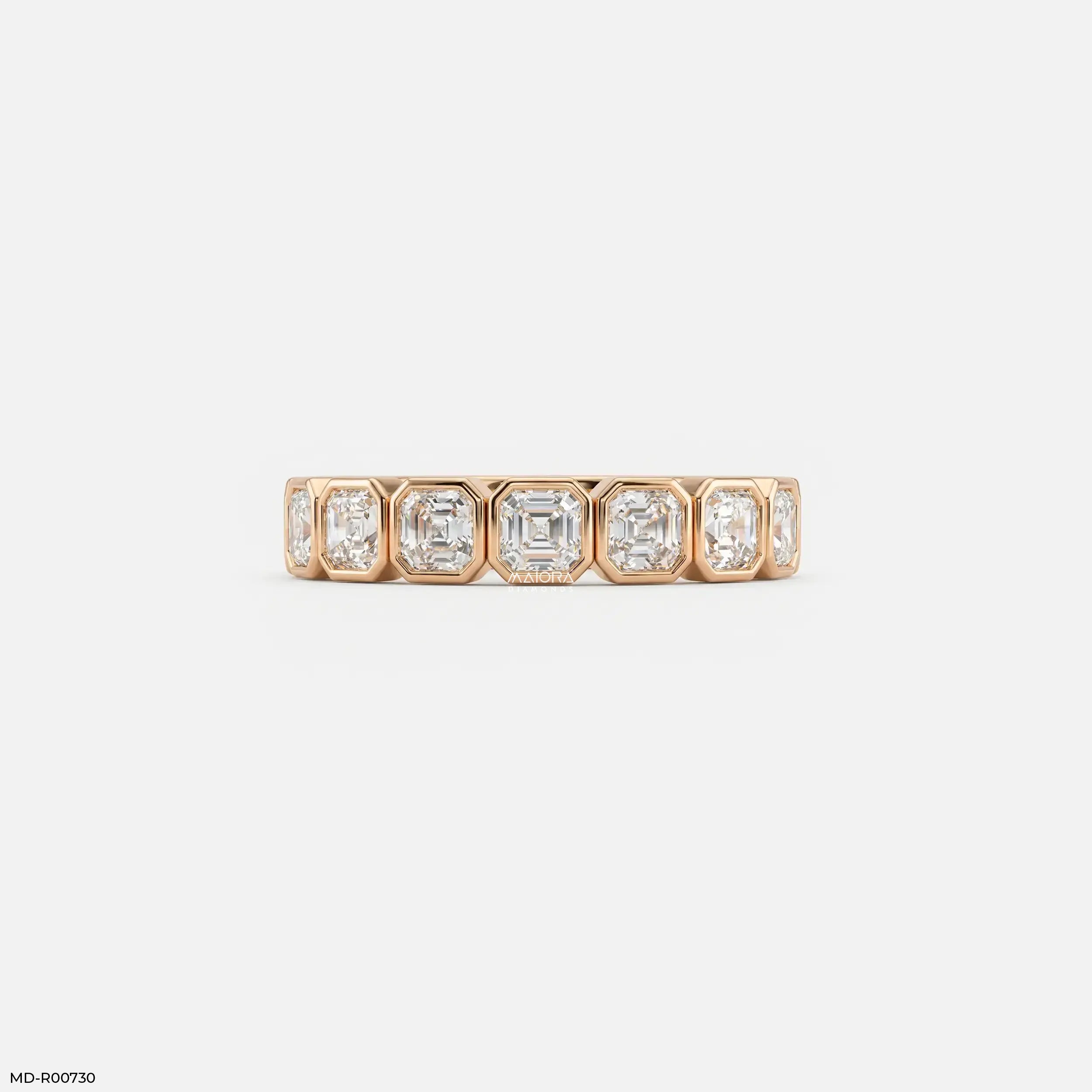 Regent Asscher Diamond Eternity Ring 9K Yellow Gold