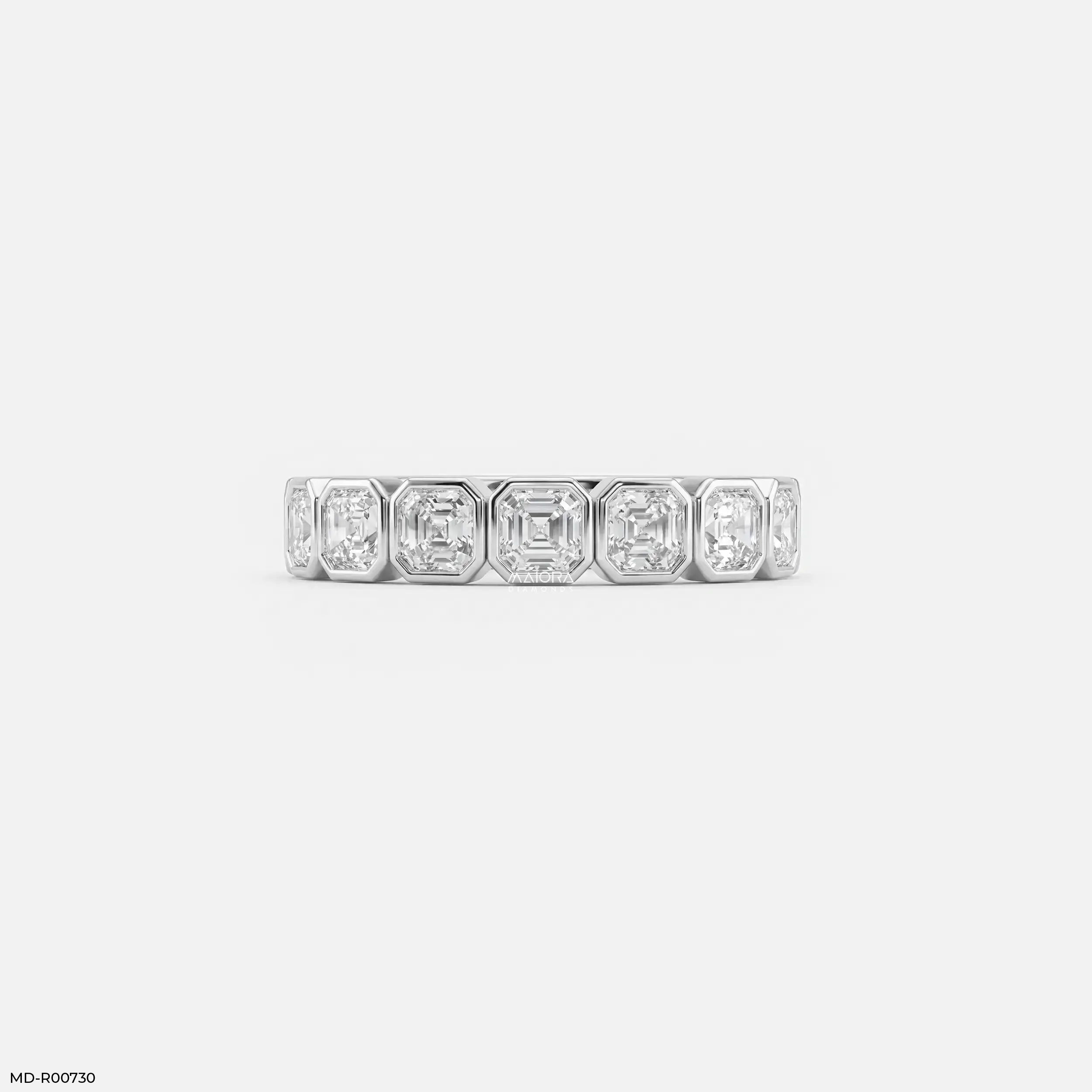 Regent Asscher Diamond Eternity Ring 9K Yellow Gold