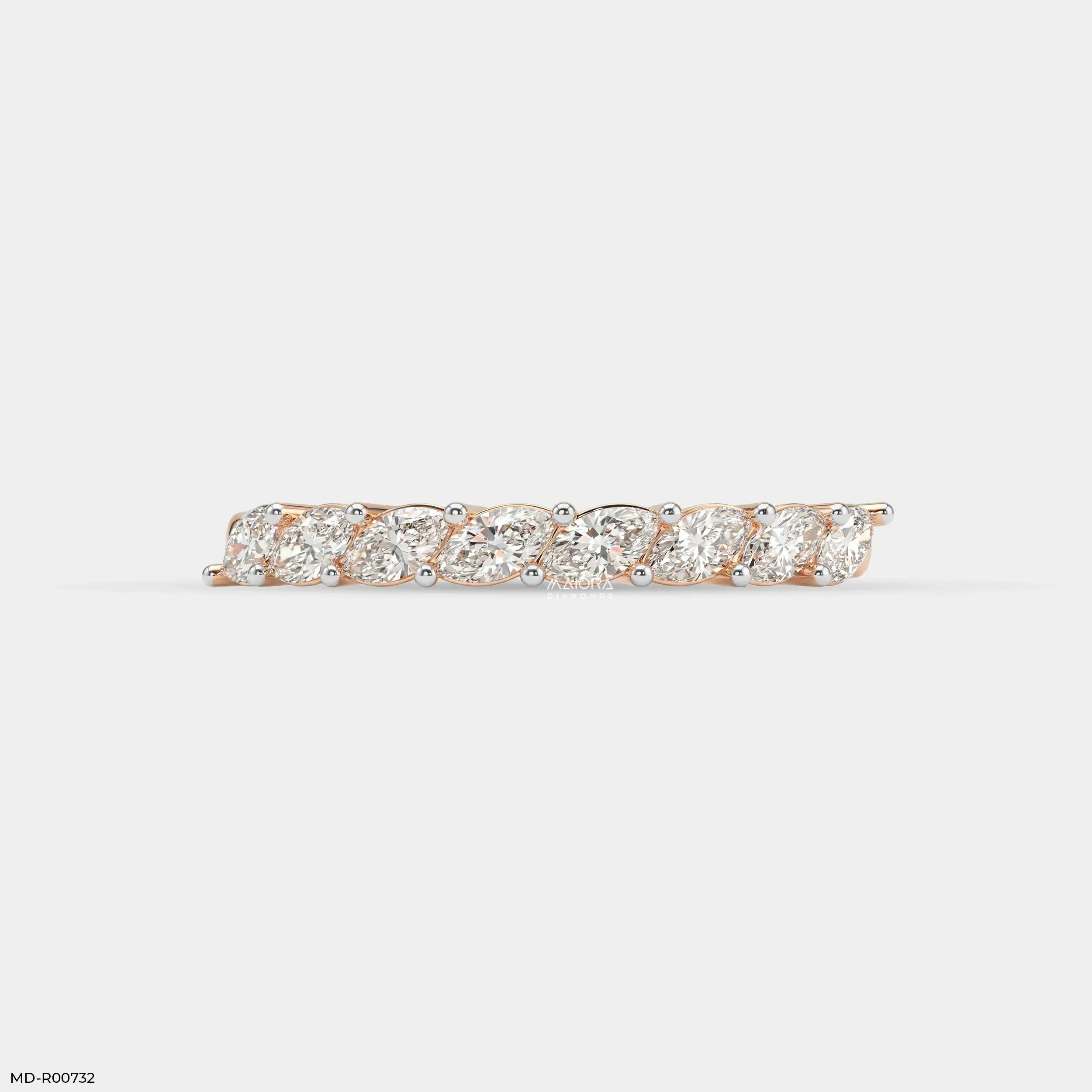 Tilted Marquise Diamond Ring 14K Rose Gold
