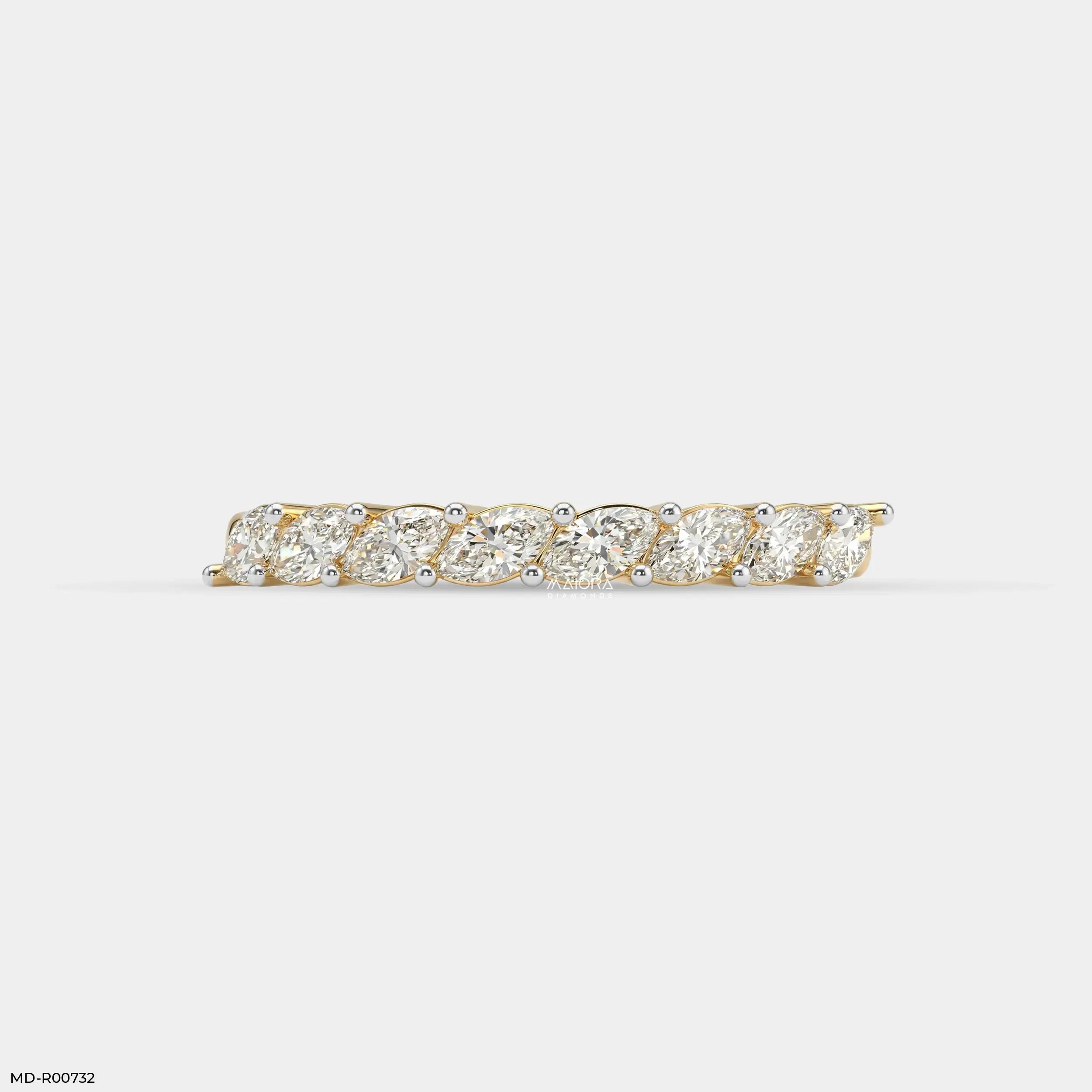 Tilted Marquise Diamond Ring 9K Yellow Gold