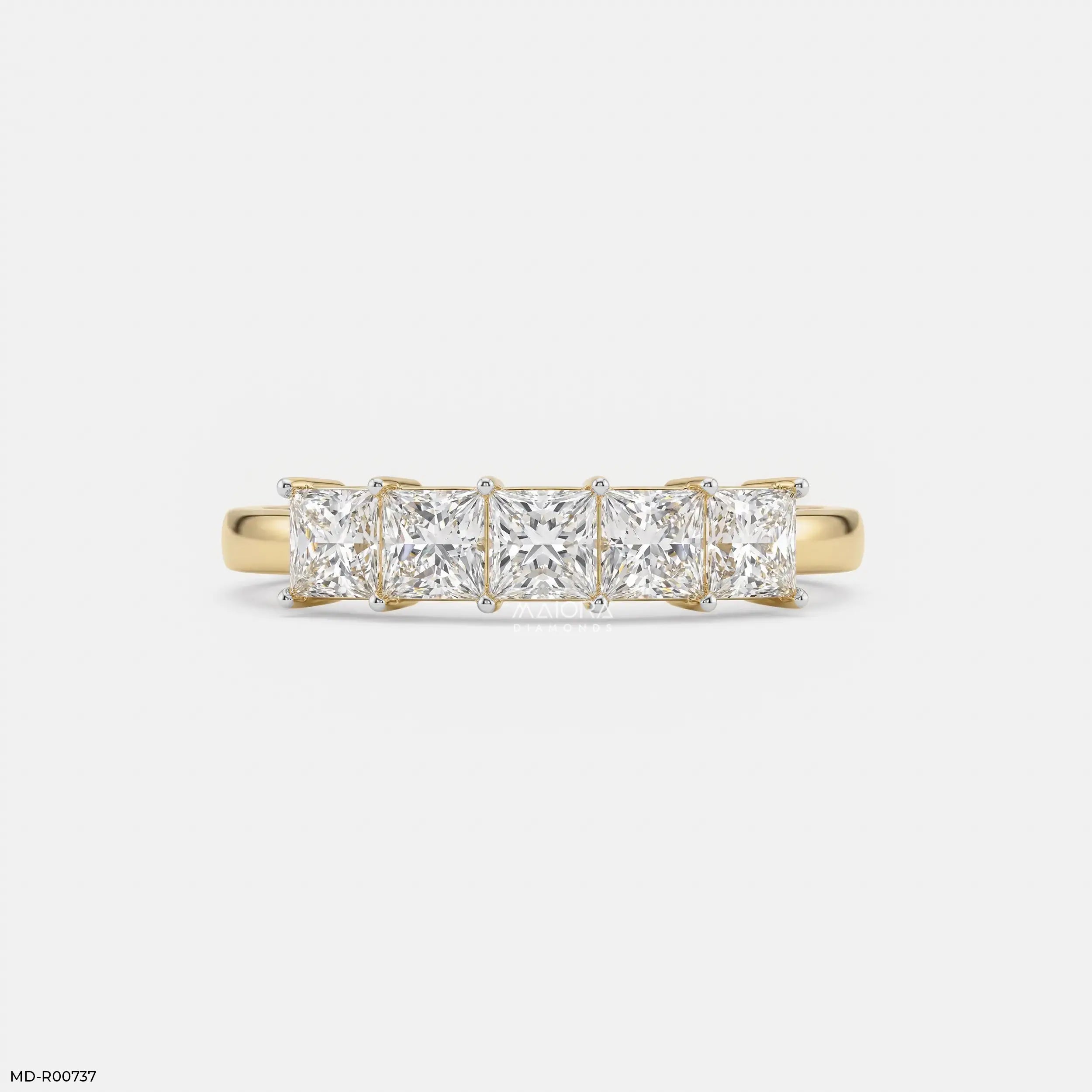 Vertex Square Glow Diamond Ring 9K Yellow Gold