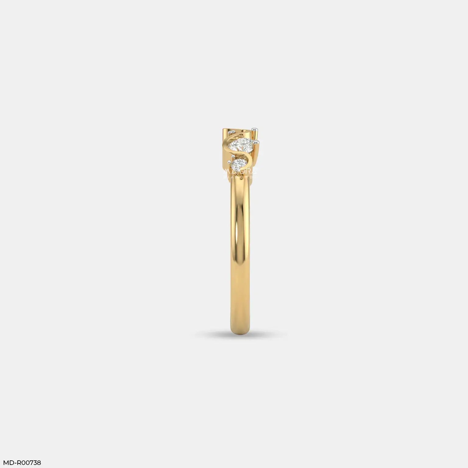 Gilded Wavy Arc Diamond Ring 9K Yellow Gold