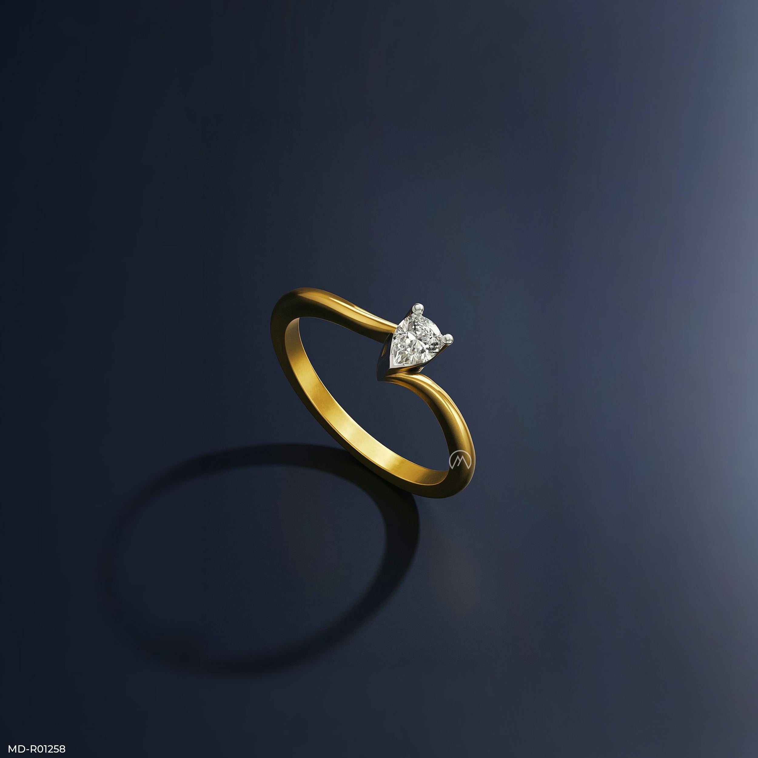 The Fluid Solitaire Ring 18K White Gold