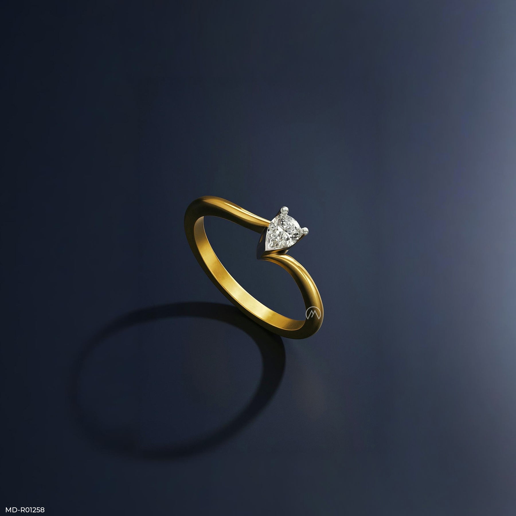 The Fluid Solitaire Ring 9K Rose Gold