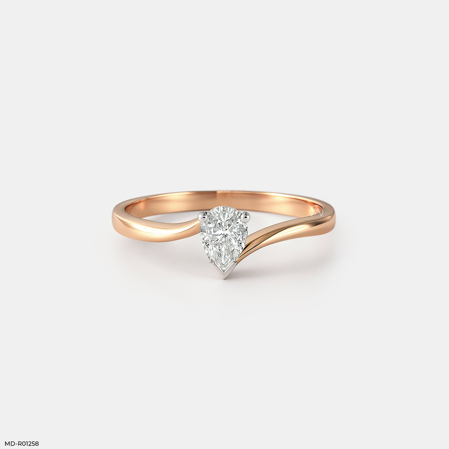 The Fluid Solitaire Ring 9K Rose Gold