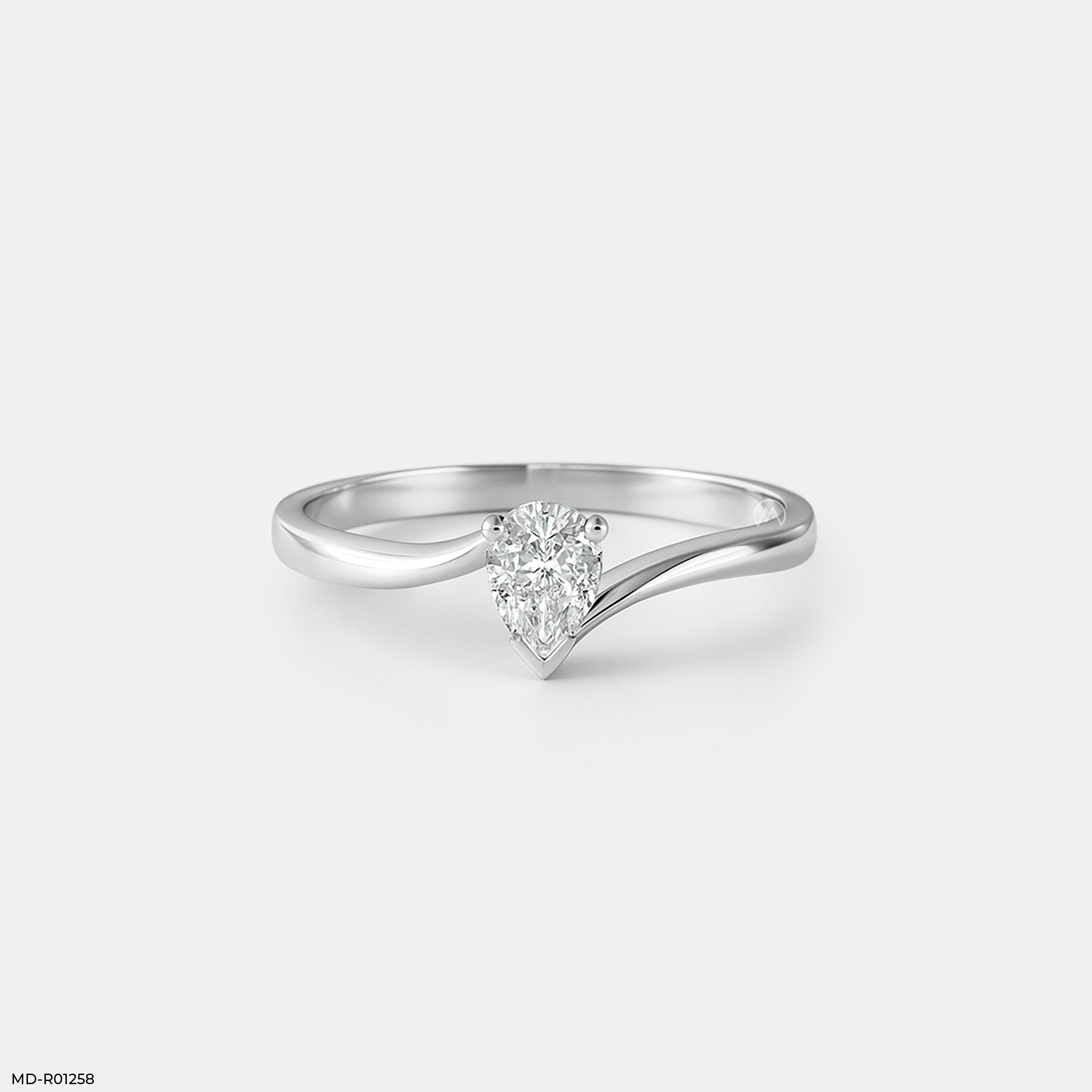 The Fluid Solitaire Ring 9K White Gold