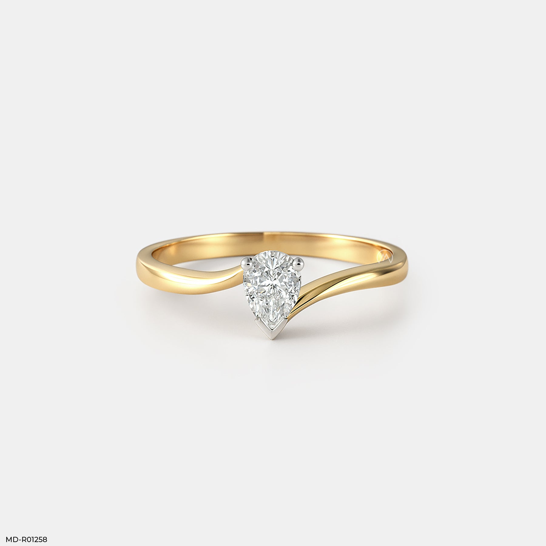 The Fluid Solitaire Ring 9K Rose Gold