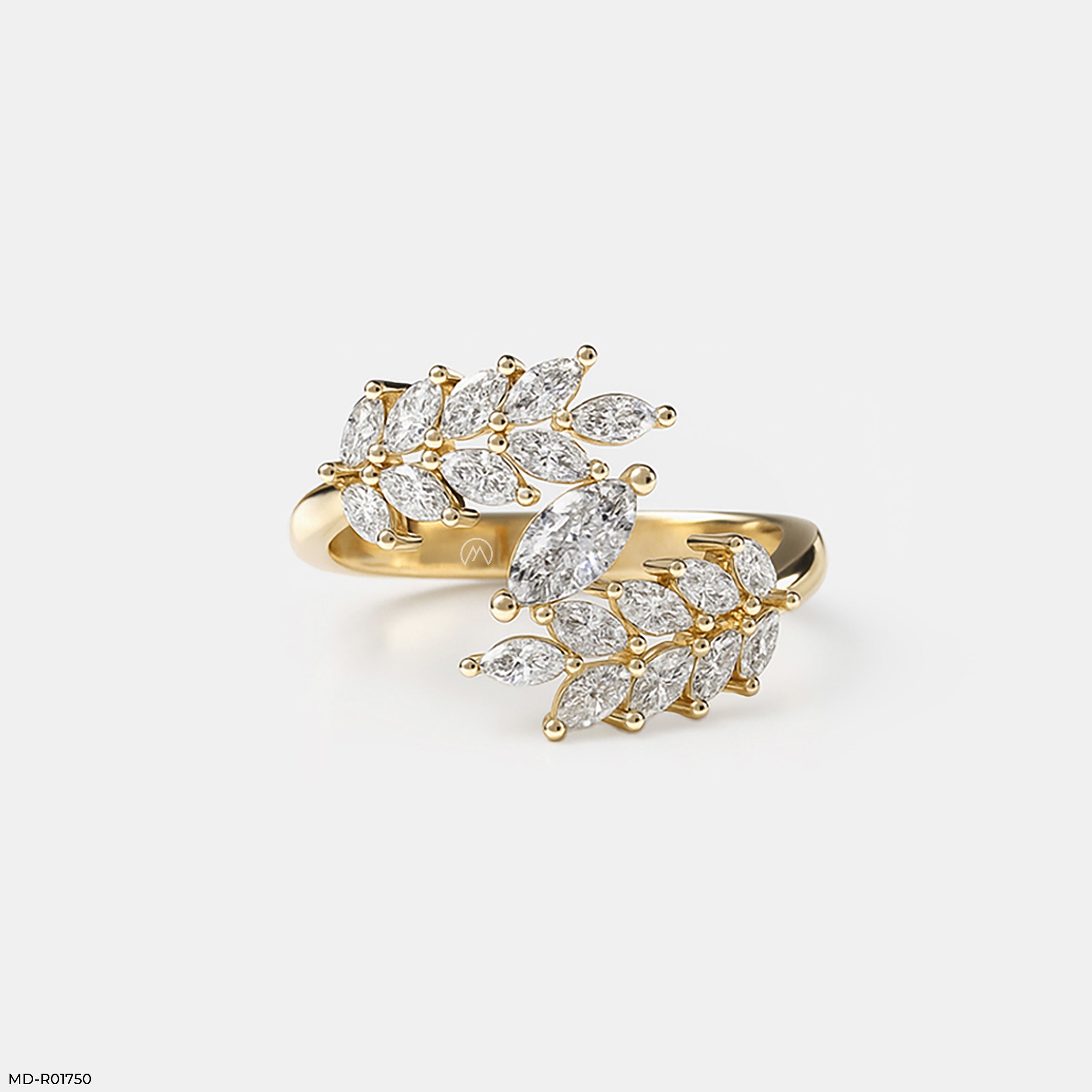 Marquise Diamond Bypass Ring 9K Yellow Gold