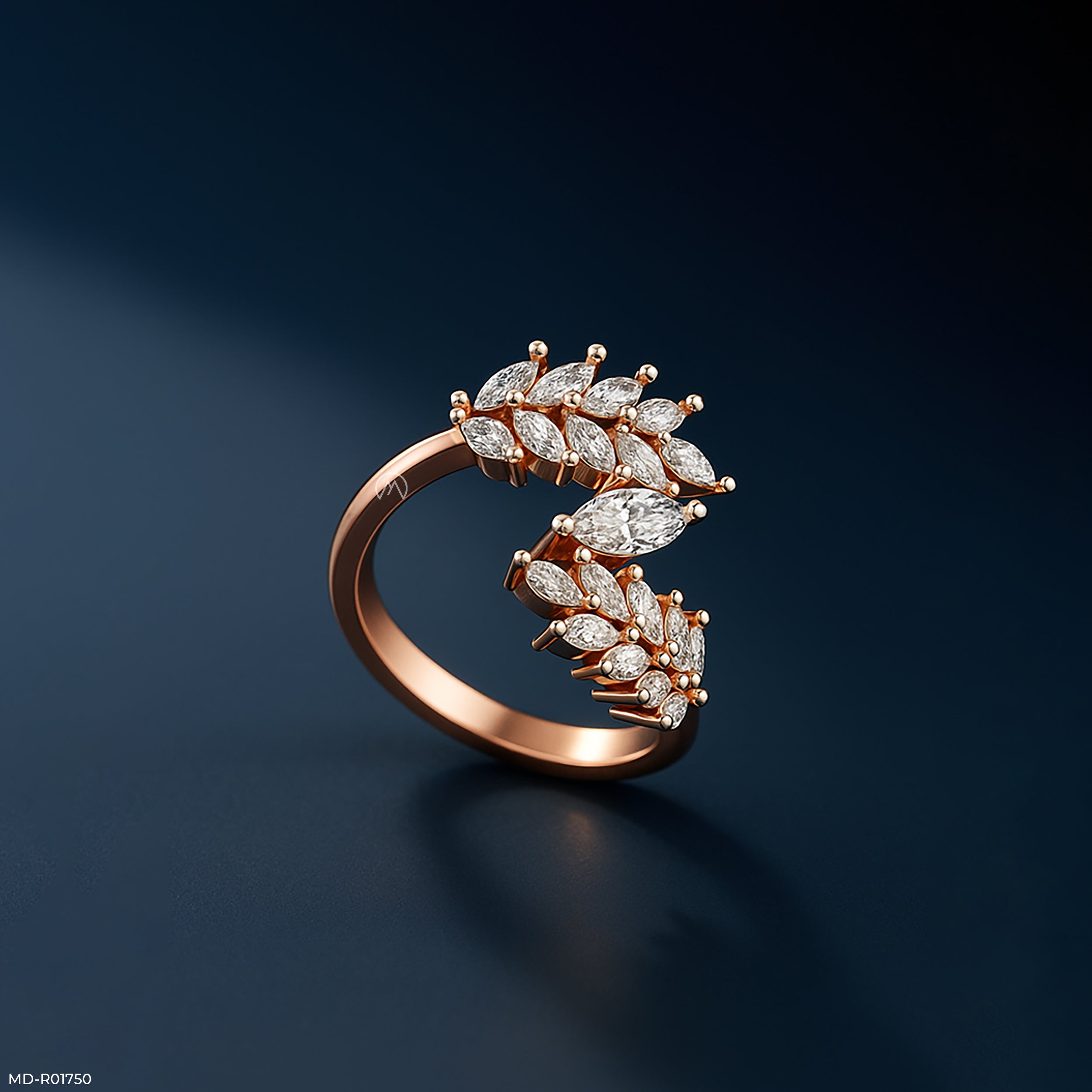 Marquise Diamond Bypass Ring 9K Yellow Gold