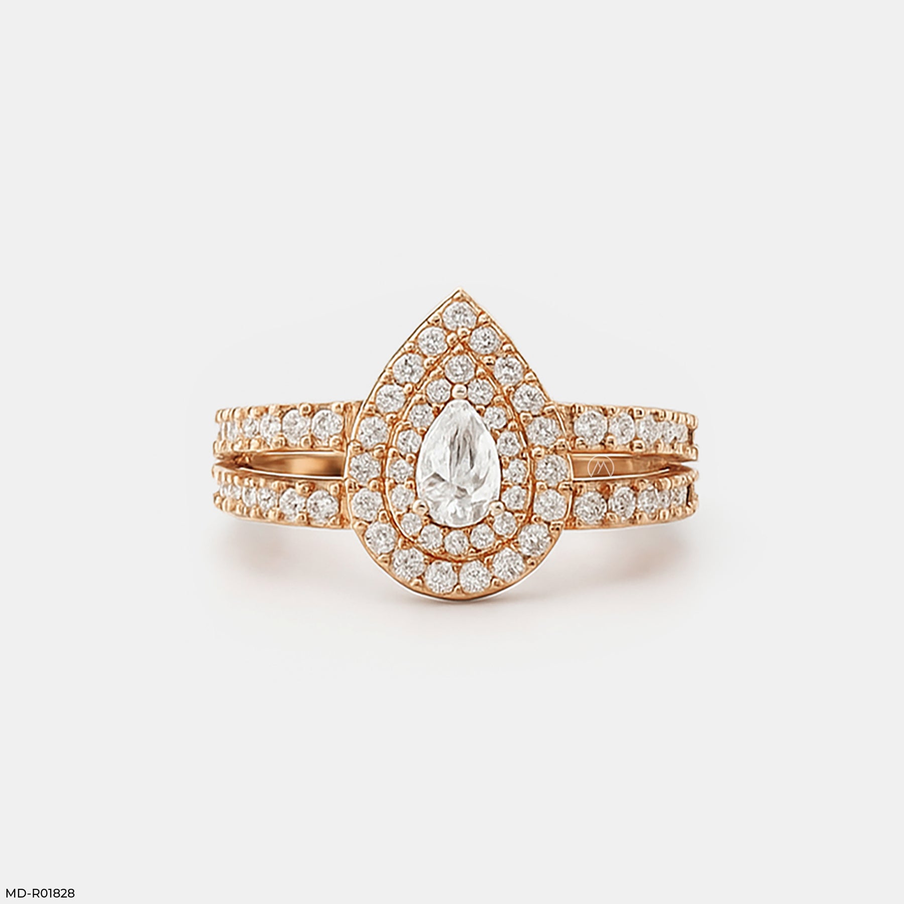 1 Carat Twilight Teardrop Rings 14K Rose Gold