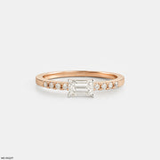 Solitaire Emerald Pave Band Ring 18K Rose Gold
