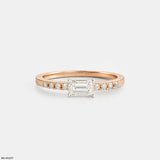 Solitaire Emerald Pave Band Ring Platinum 950