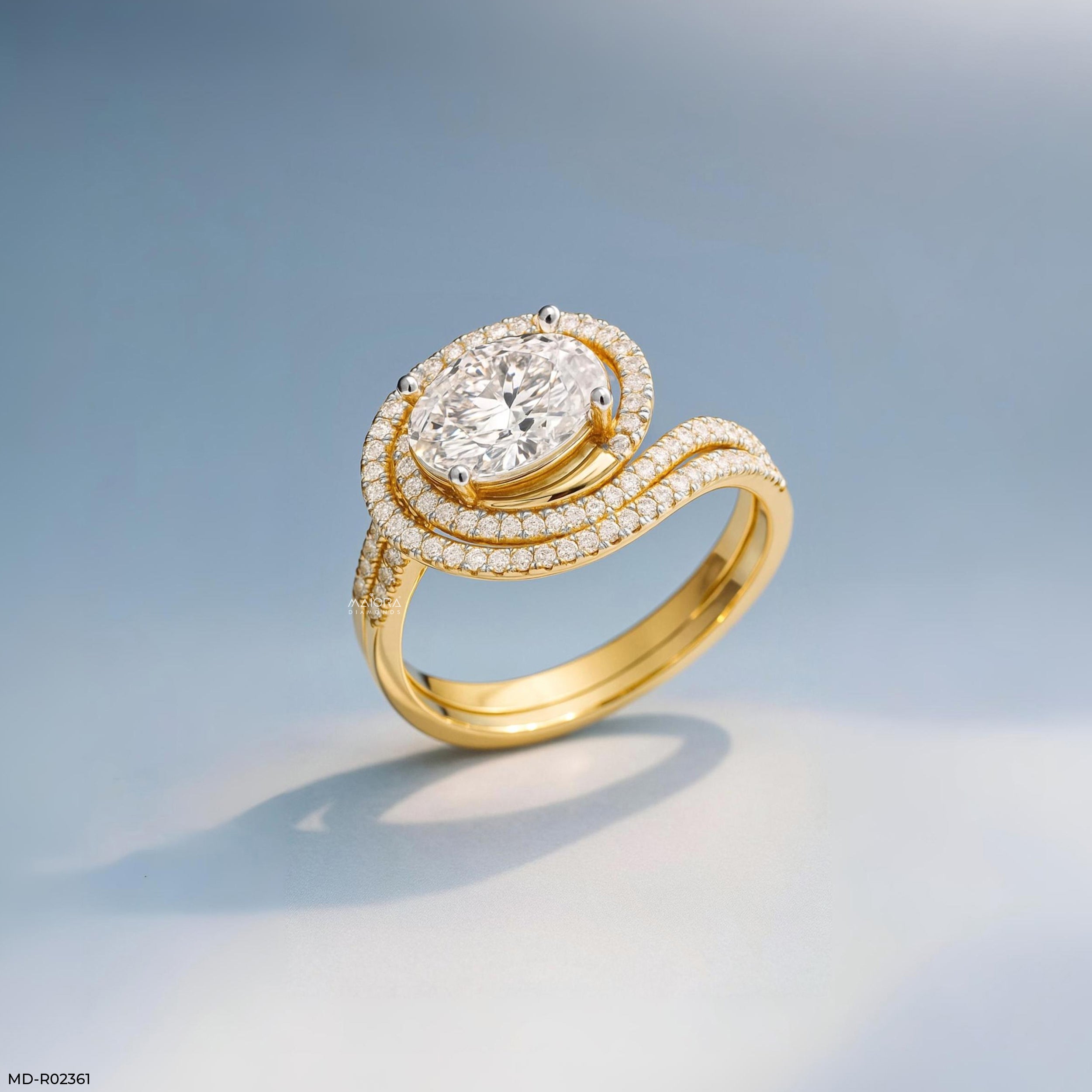 Swirling Solitaire Ring 9K Yellow Gold