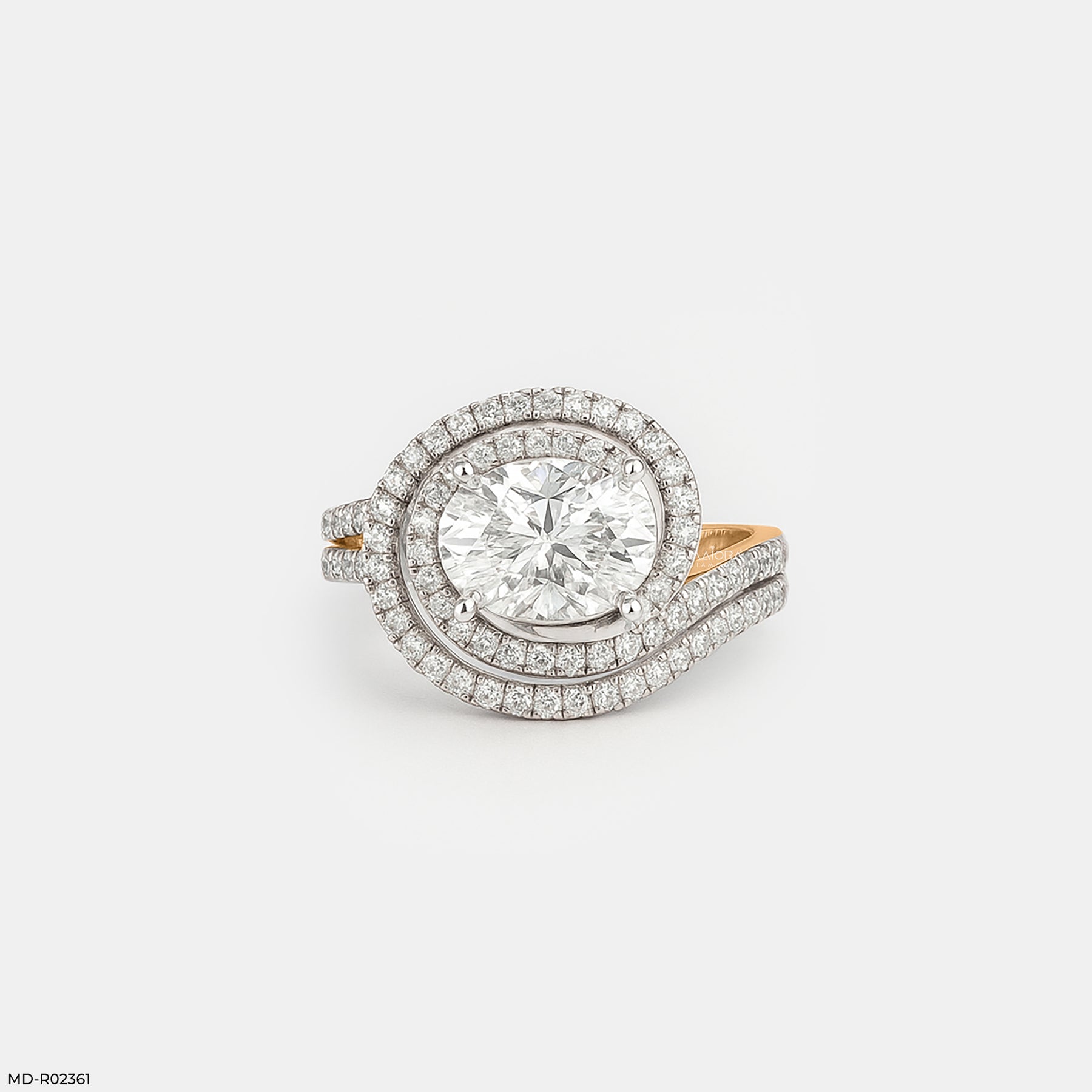 Swirling Solitaire Ring 18K White Gold