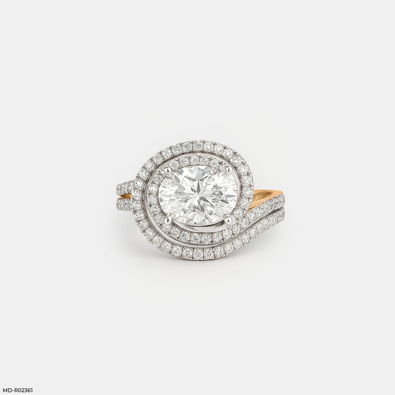 Swirling Solitaire Ring 14K White Gold