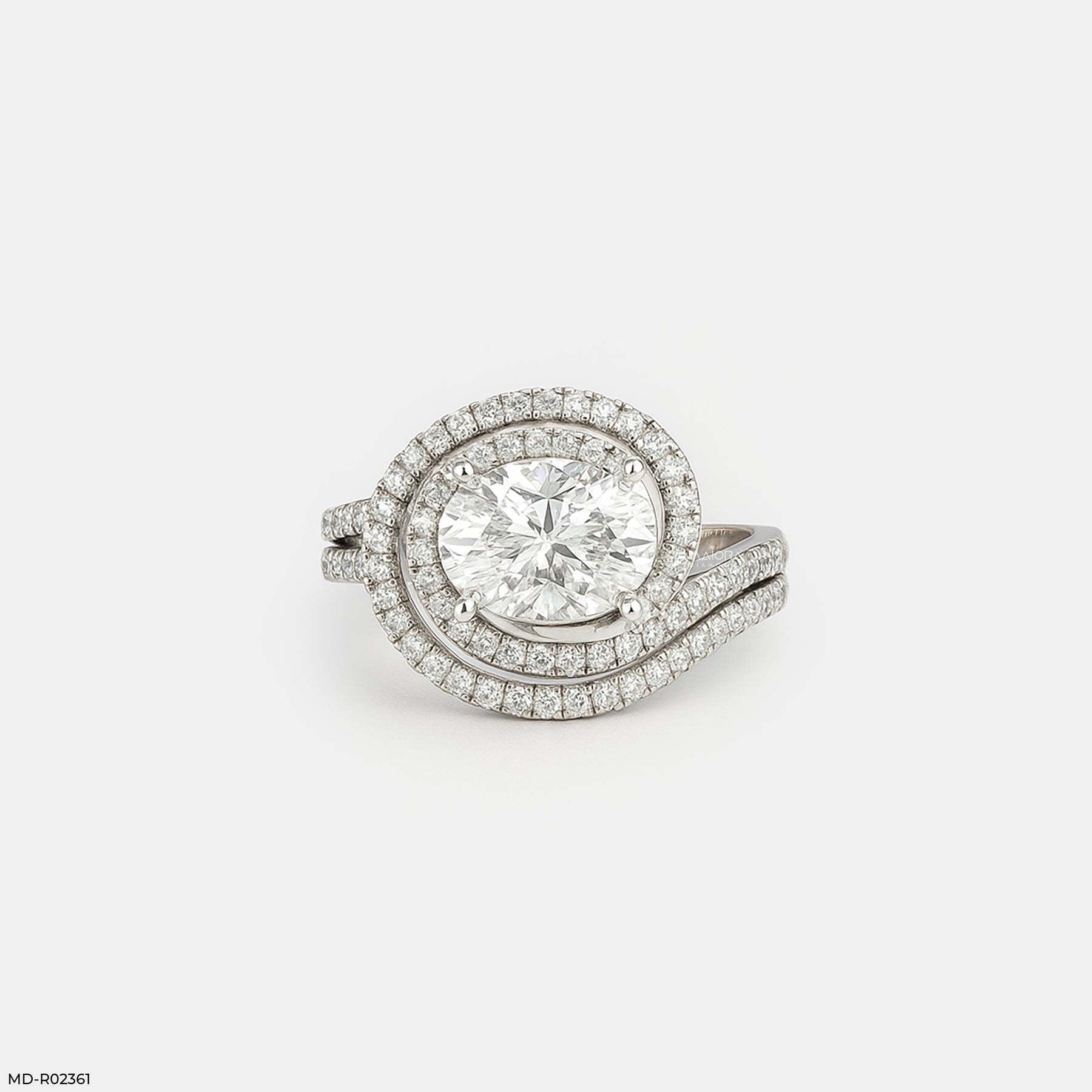 Swirling Solitaire Ring 18K White Gold