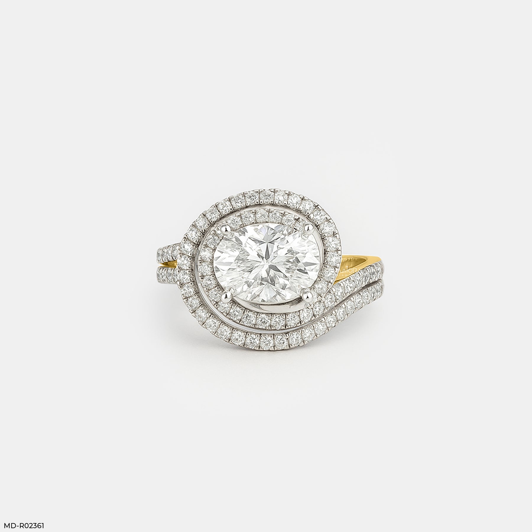 Swirling Solitaire Ring 18K White Gold