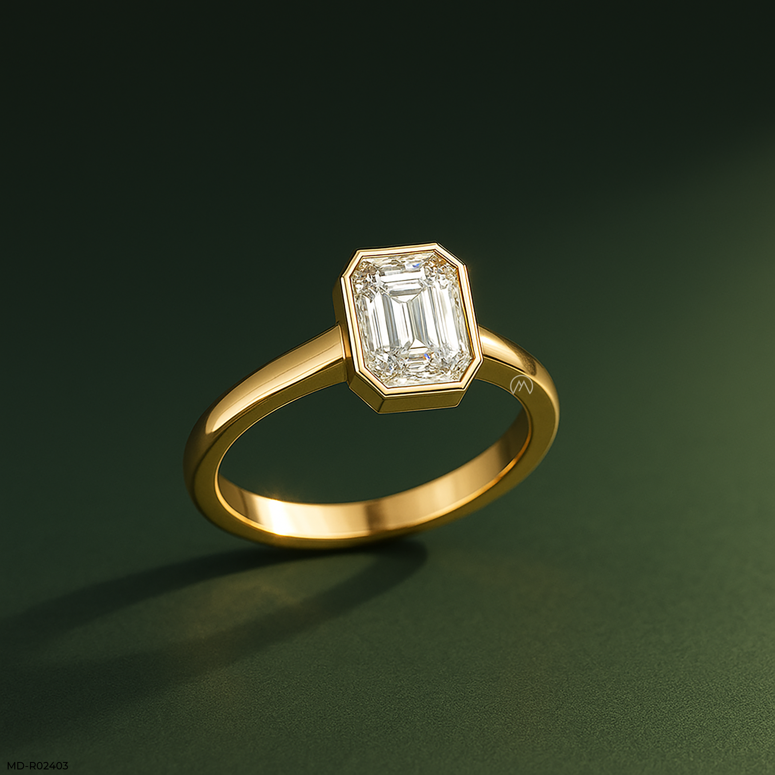 The Modern Emerald Ring 9K White Gold