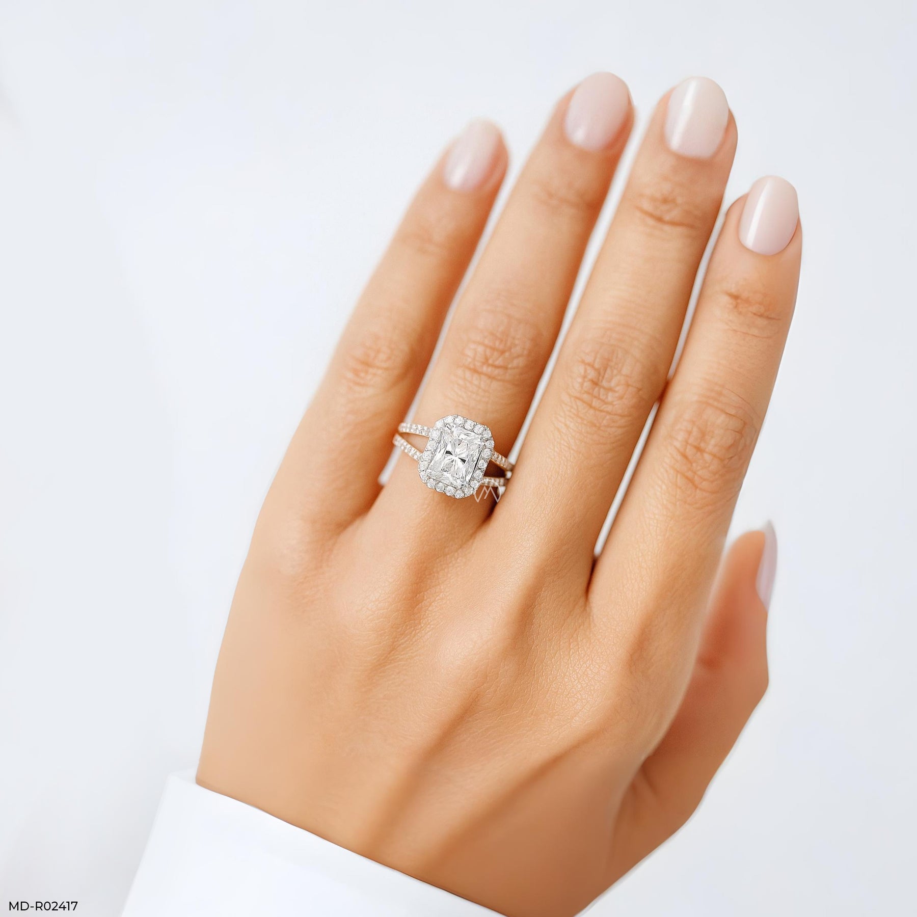 The Radiant Split Ring 9K White Gold