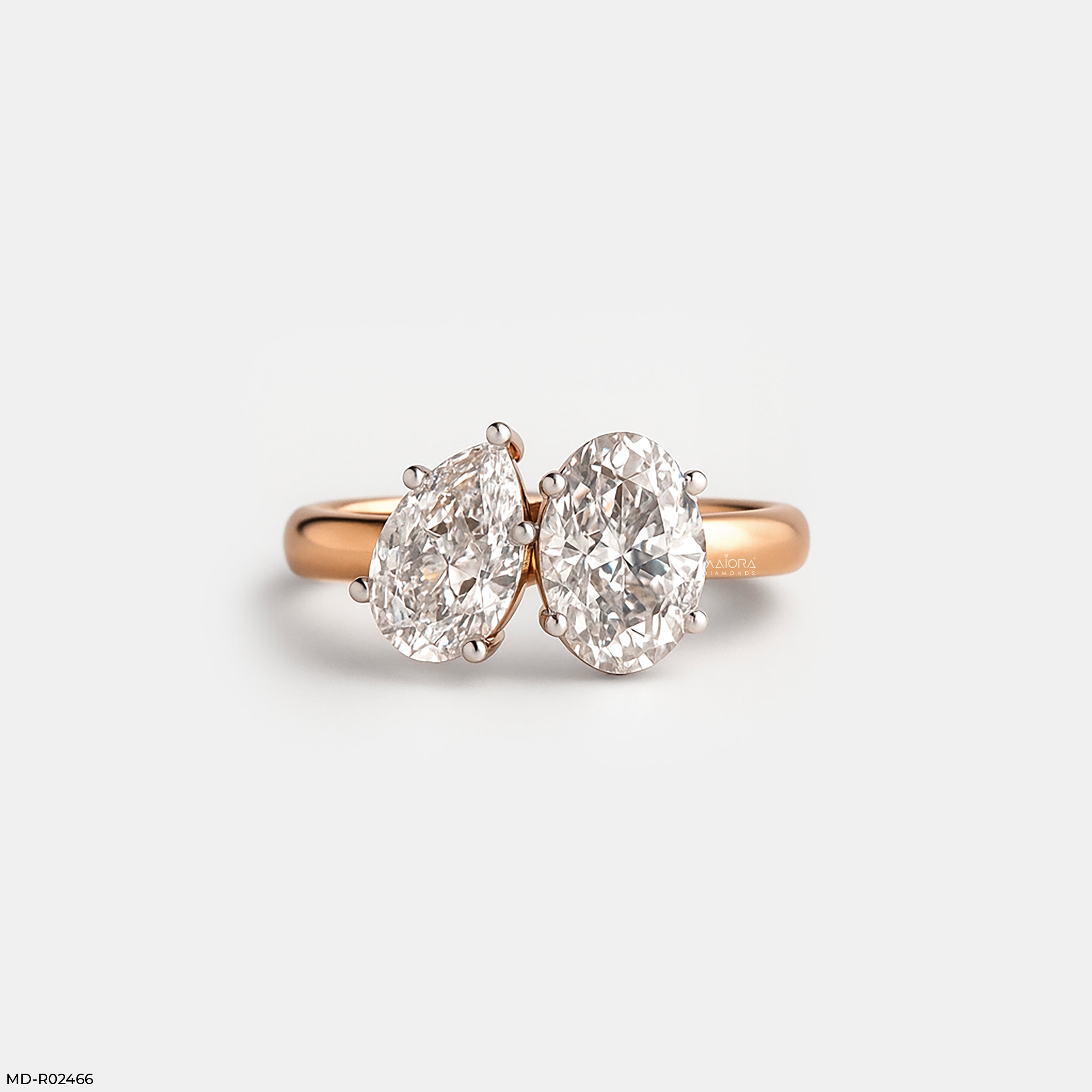 Toi et Moi Duet Ring 9K Rose Gold