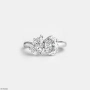 Toi et Moi Duet Ring 9K White Gold