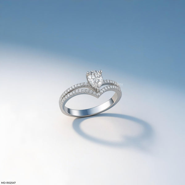 Solitaire V-Band Ring 14K Yellow Gold