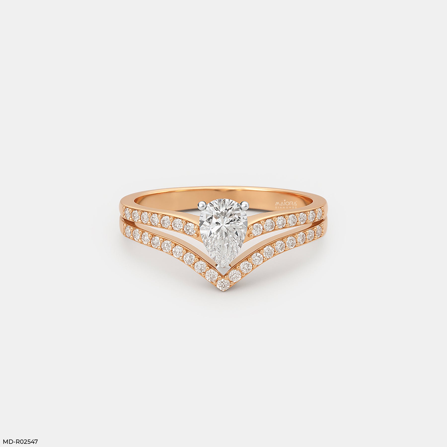 Solitaire V-Band Ring 9K Rose Gold - Main Image