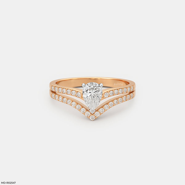 Solitaire V-Band Ring 18K Rose Gold