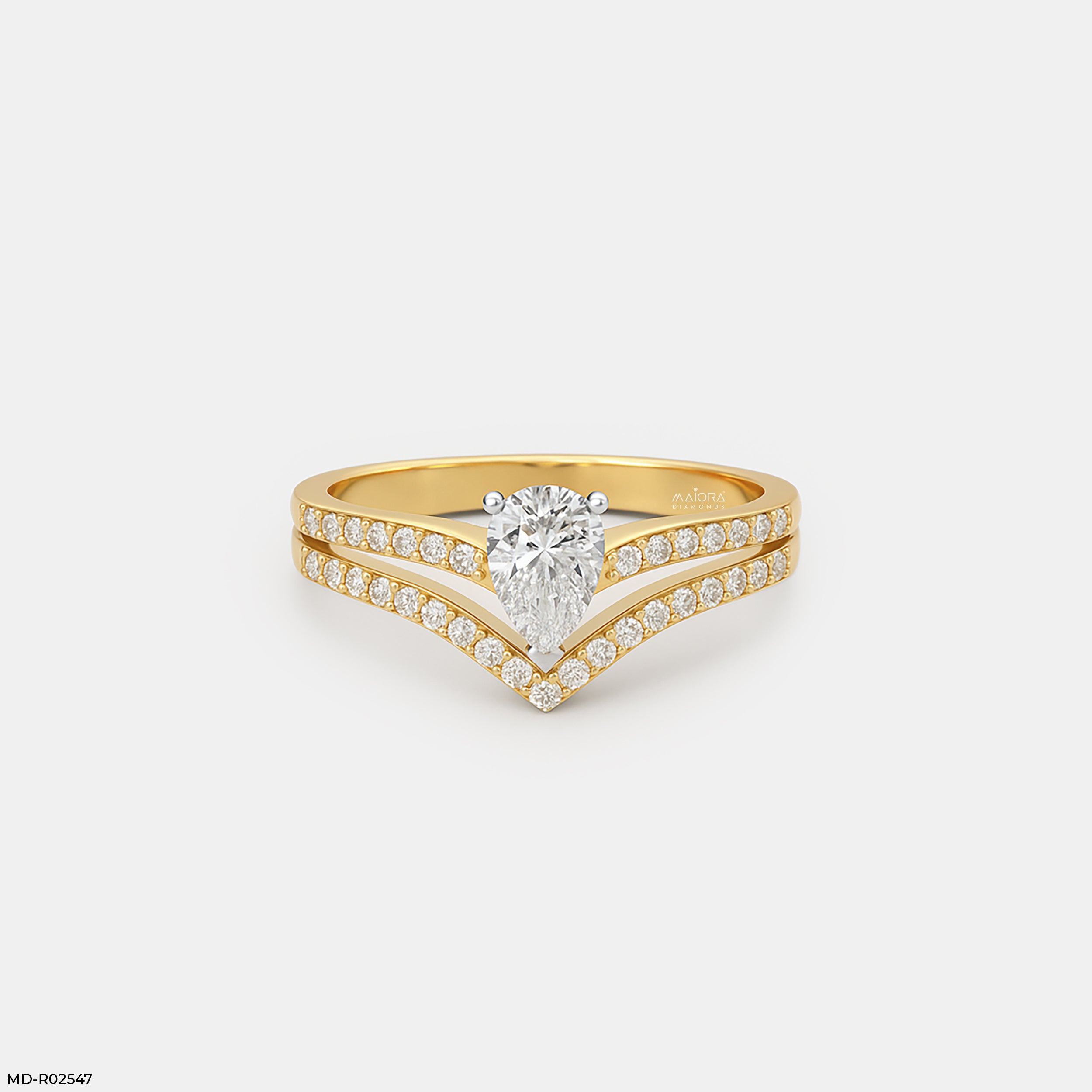 Pear Solitaire Vanki Diamond Ring 9K Yellow Gold