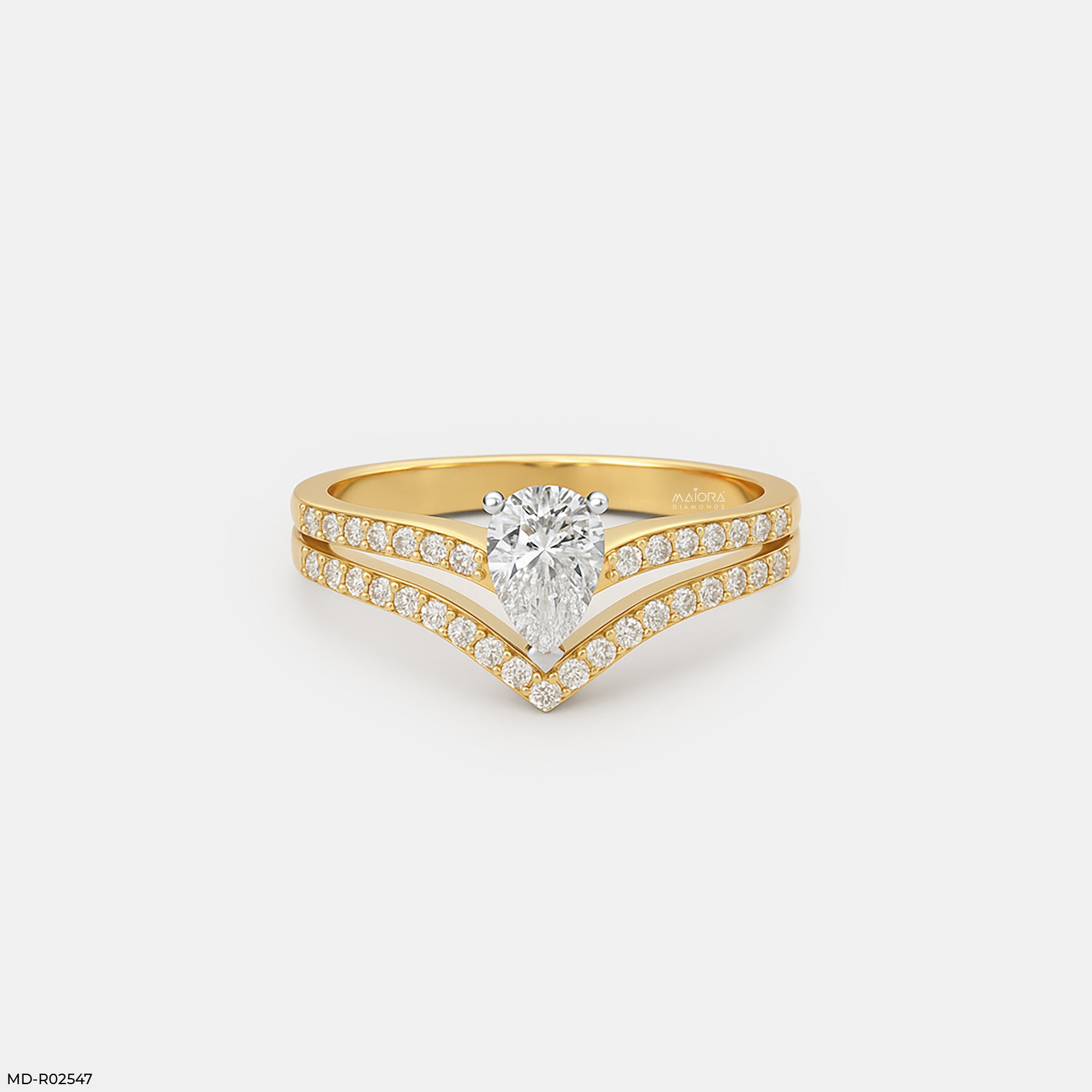 Solitaire V-Band Ring 14K Yellow Gold