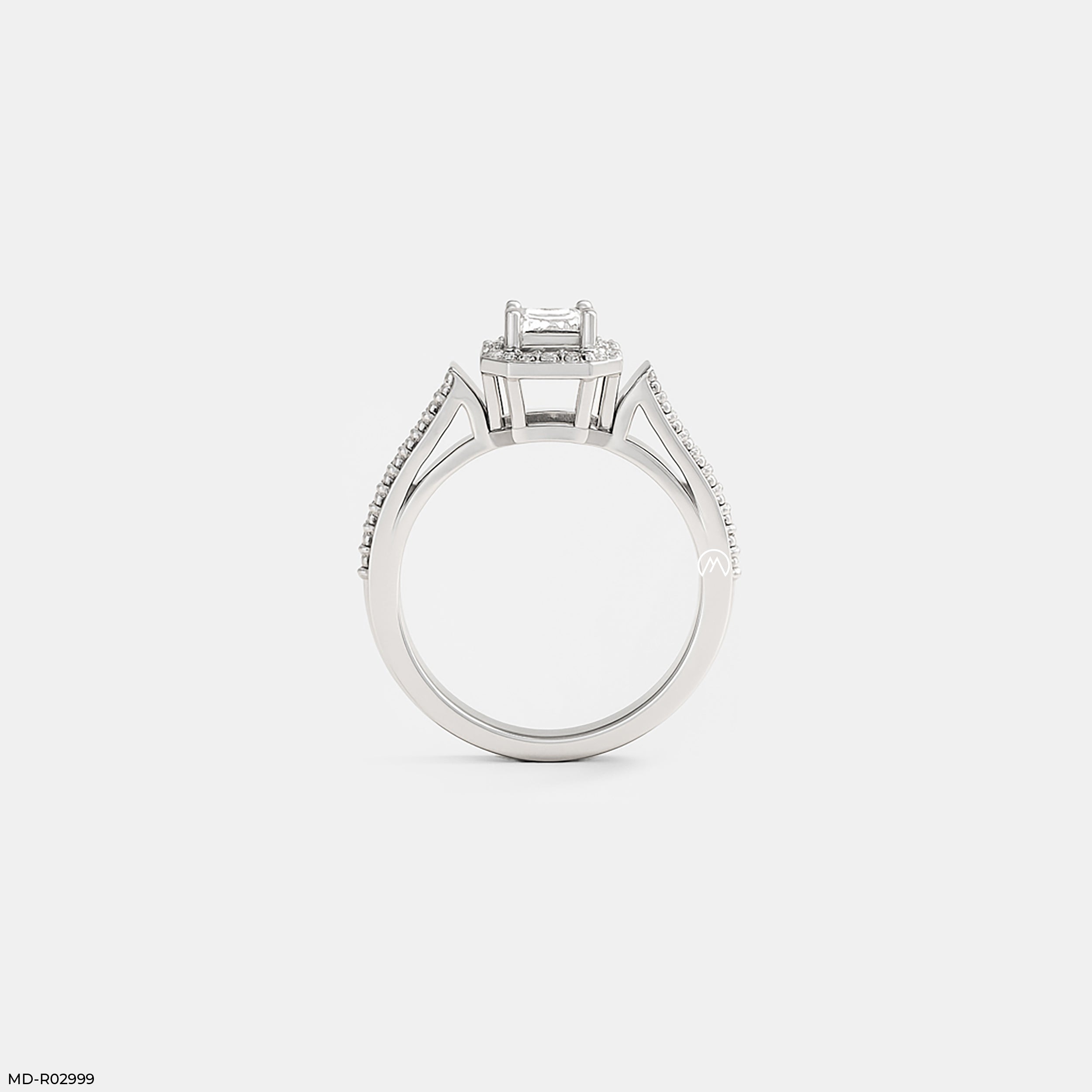 0.5 Carat Radian Cushion Halo Ring