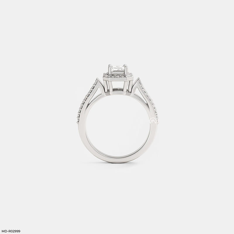 0.5 Carat Radian Cushion Halo Rings 14K White Gold