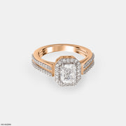 0.5 Carat Radian Cushion Halo Rings 14K Rose Gold