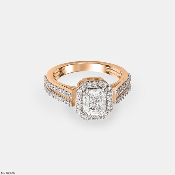 0.5 Carat Radian Cushion Halo Rings 14K Rose Gold