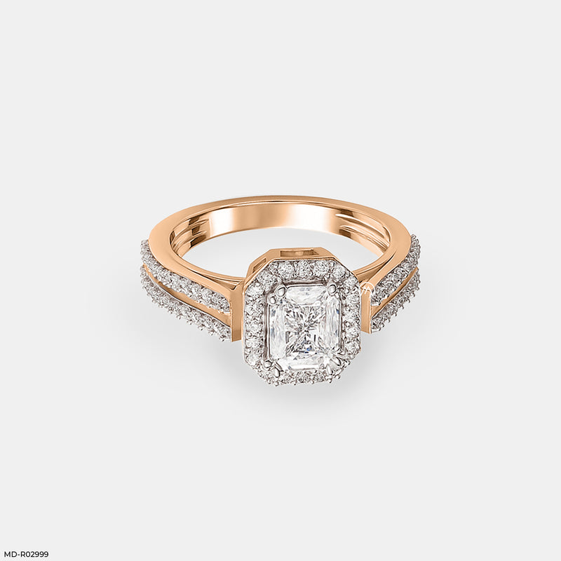 0.5 Carat Radian Cushion Halo Rings 14K White Gold