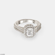 0.5 Carat Radian Cushion Halo Rings 14K White Gold