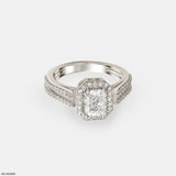 0.5 Carat Radian Cushion Halo Rings 14K White Gold
