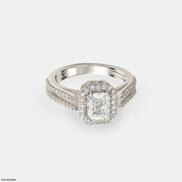 0.5 Carat Radian Cushion Halo Rings 14K White Gold