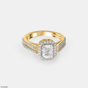 0.5 Carat Radian Cushion Halo Rings 14K Yellow Gold